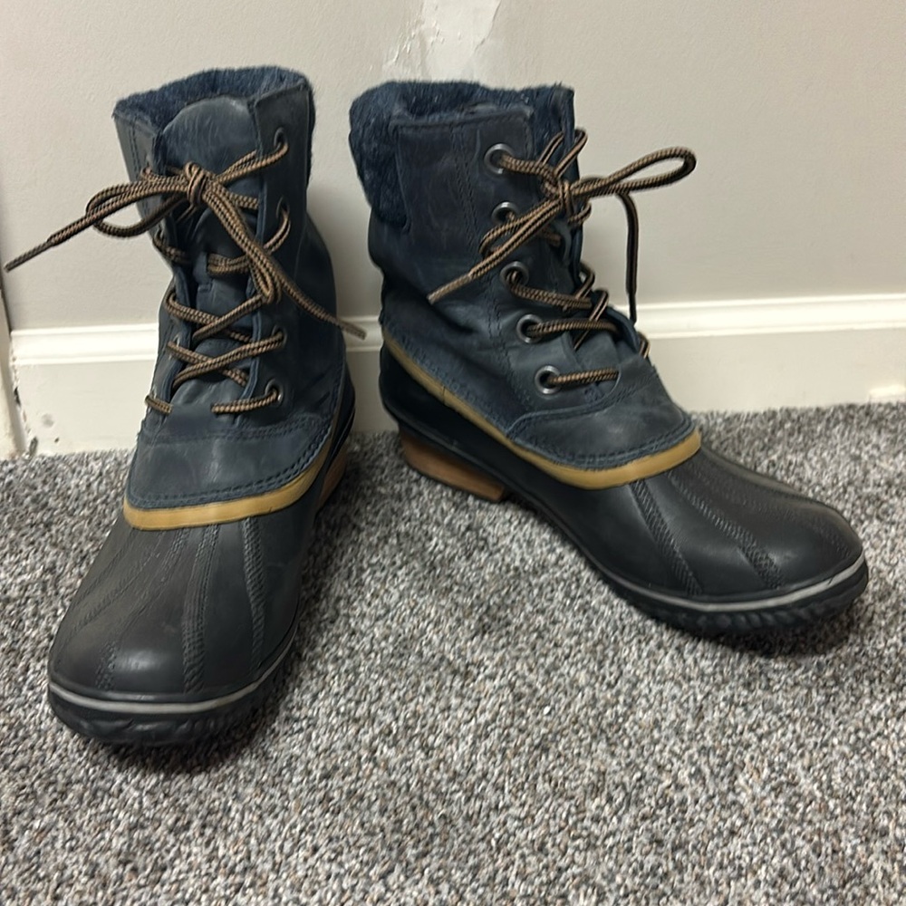 Sorel Slimpack II Boots Blue Leather Waterproof 10